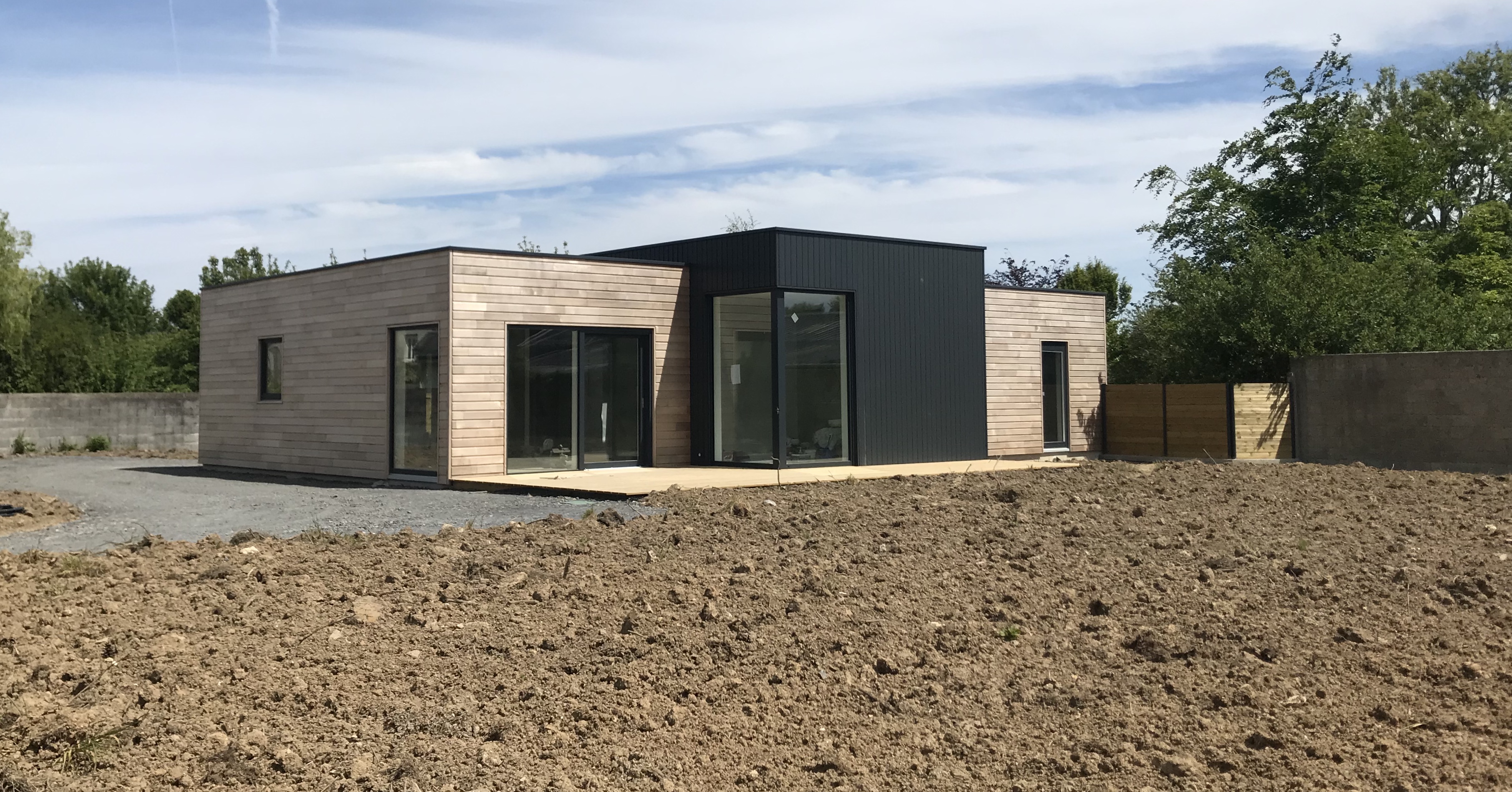 Construction maison en bois plain pied toit plat & mono pente membrane